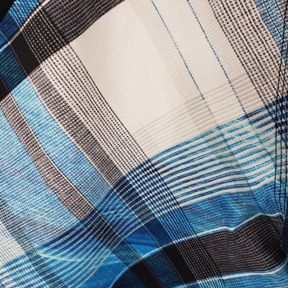 O'neill Board Shorts Men 33 Blue, Black, White Plaid w/ Side Zip Pocket - Picture 3 of 8